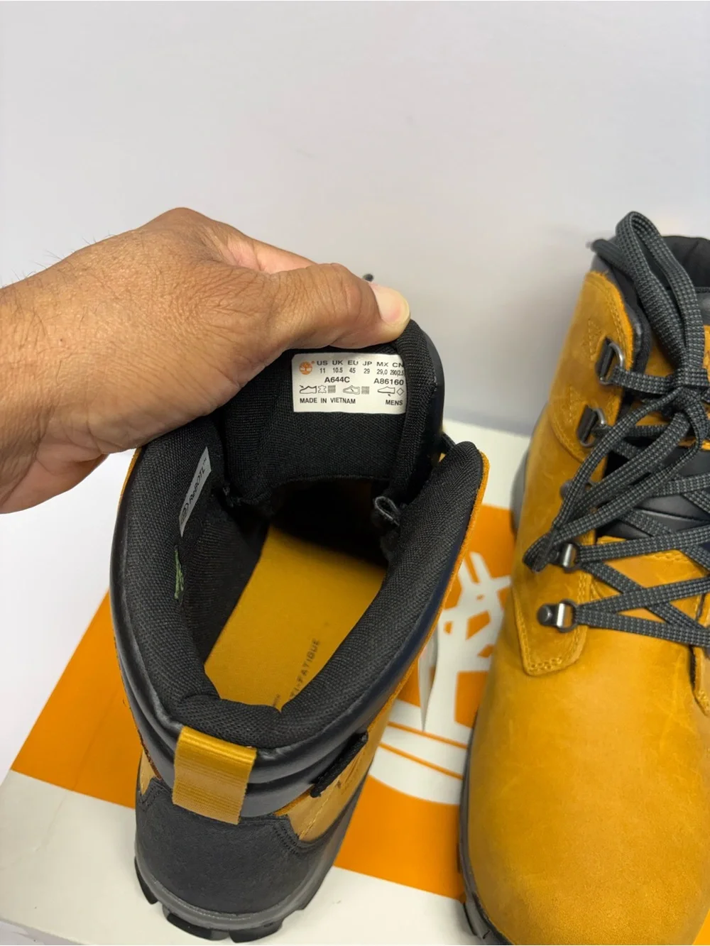 Timberland Orange and White Branded Shoe Box